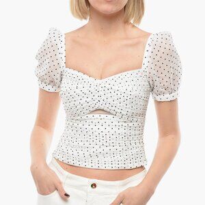 Self-Portrait puff sleeved polka dot print top, Size 2